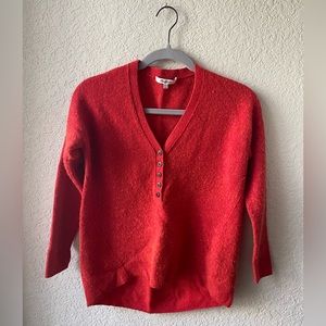 Madewell Asherton Waffle Henley Sweater Red XXS